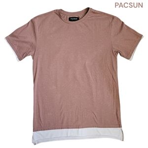 PACSUN Mock Layered Short Sleeve Mauve Longer Fit Shirt